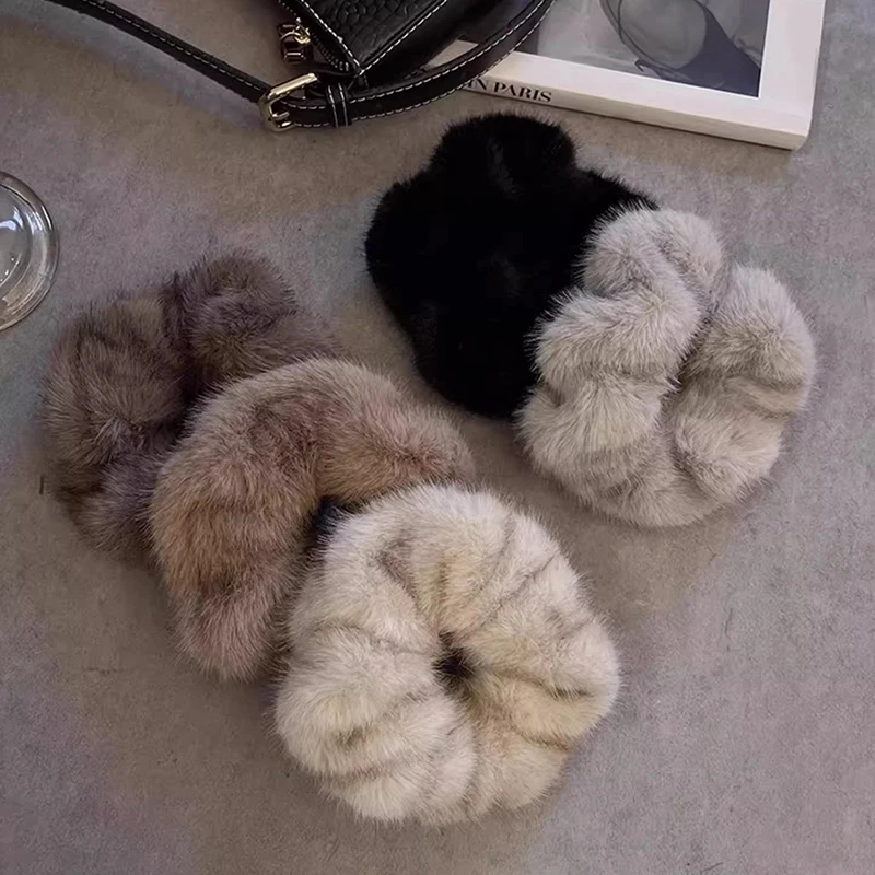 Vielseitiges Plüsch-Haarband für Damen, Herbst/Winter, exquisite Simulation von Nerzfell, Haargummis, modische Haaraccessoires, Geschenke – Detail 6