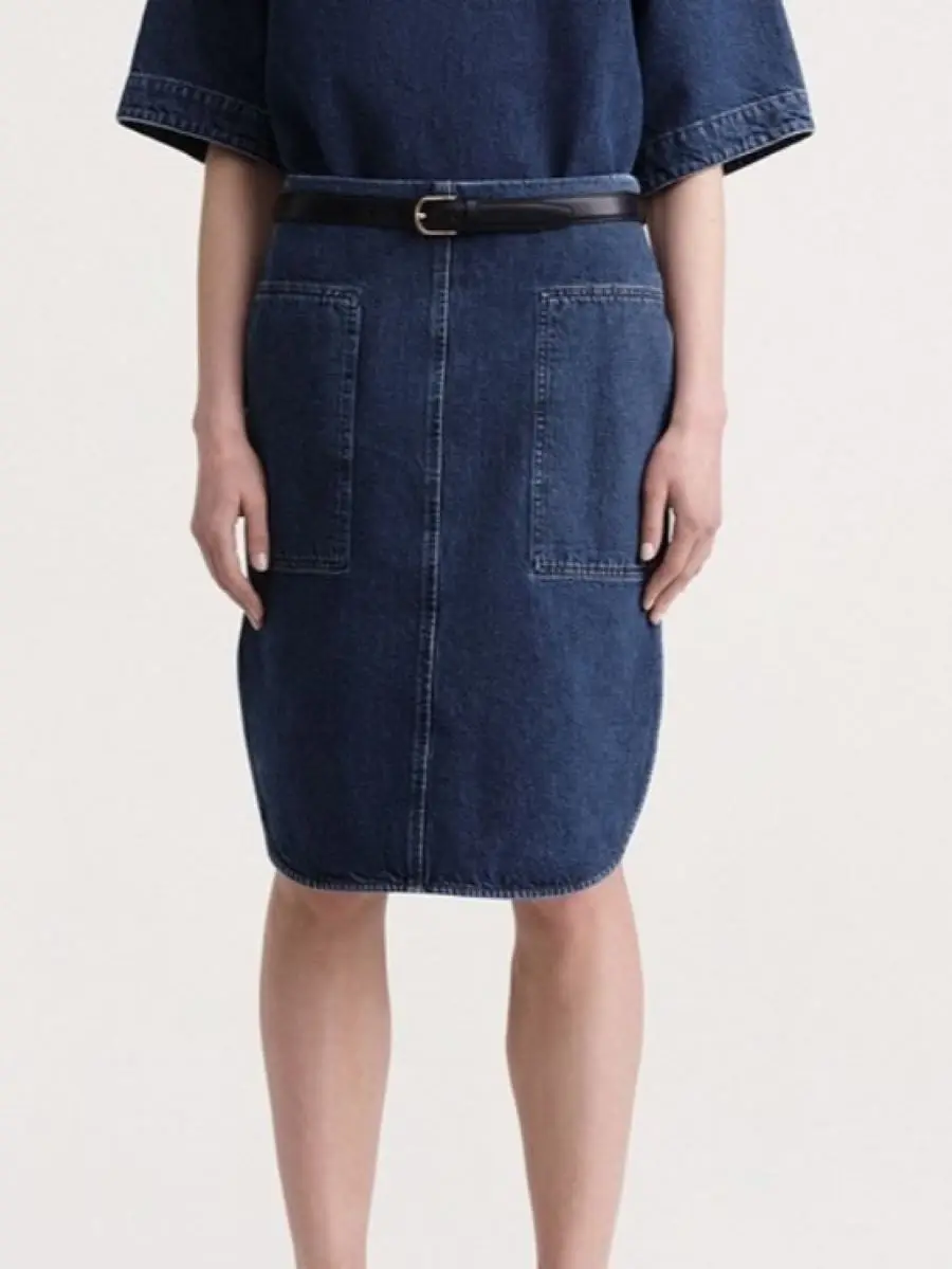 

Women High Waist Side Split Casual Female Denim Mini Skirt with Pocket