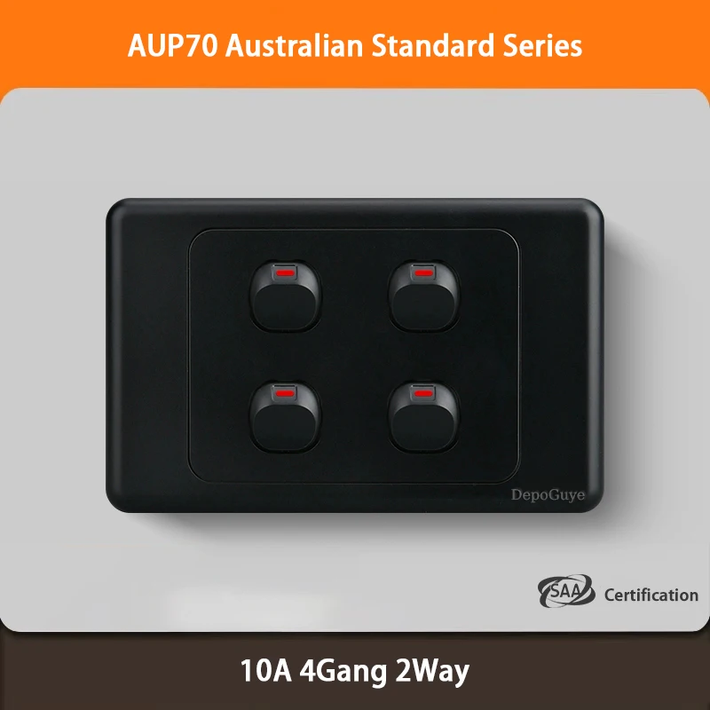 Black USB-C Wall Dual Socket with 1/2/3-Gang Switch and Mobile Phone Charging Outlet