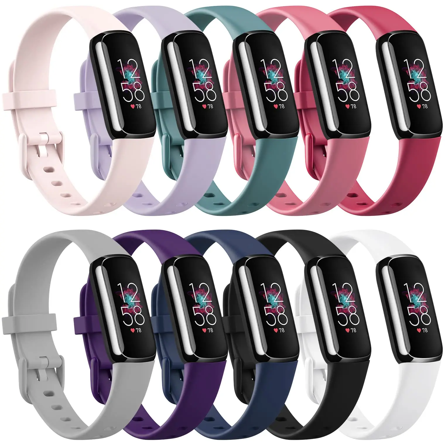 Bands for Fitbit Luxe Adjustable Silicone Sport Replacement WristStraps Compatible with Fitbit Luxe Smart Watch for Men Women