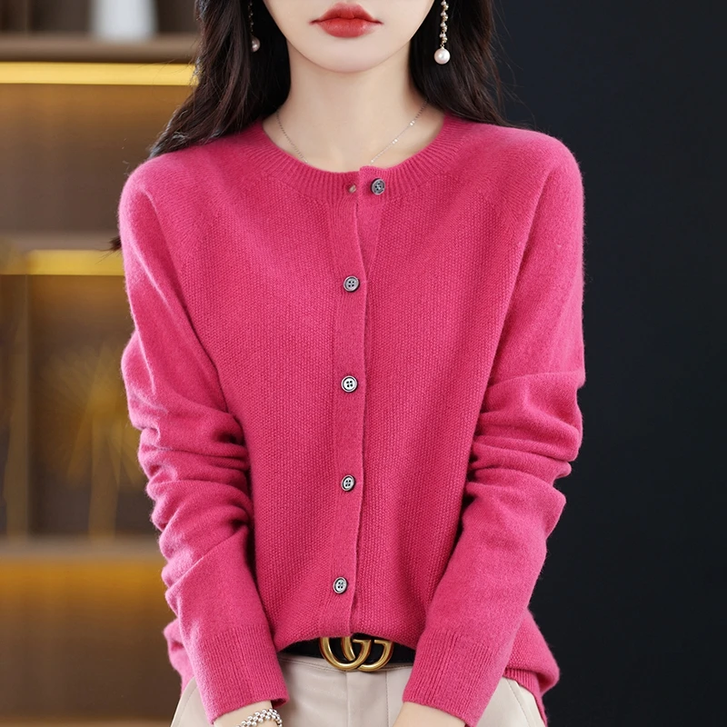 High-Grade Knit Sweater Crewneck Cardigan Coat Autumn And Winter New Middle-Aged And Elderly Women's Fashion ZD060 - Image 4