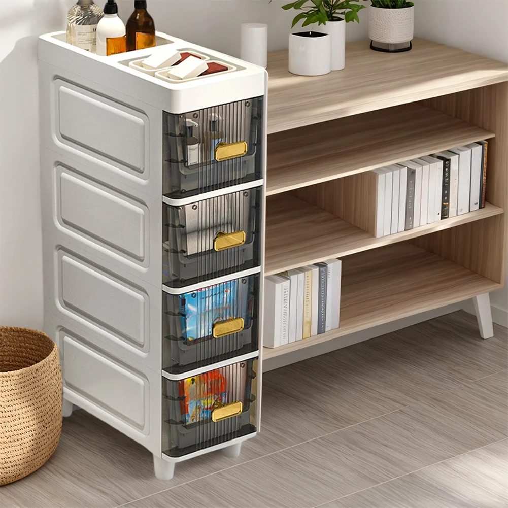 Narrow Toilet Storage Cabinet 4/5 Tier Waterproof Closestool Crevice Rack Narrow Organizer Rack Shelves Restroom Storage Cabinet