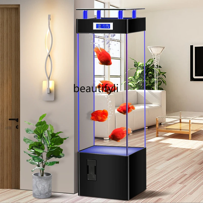 

Fish Tank Living Room Vertical Screen Blocking Partition Ultra-White Glass TV Cabinet Side Free Change Aquarium