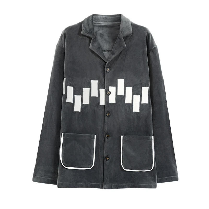 High-End Island Velvet Men Pajamas Autumn Winter Male Thicken Long Sleeve Large Size Homewear Suit Casual Simple Warm Sleepwear