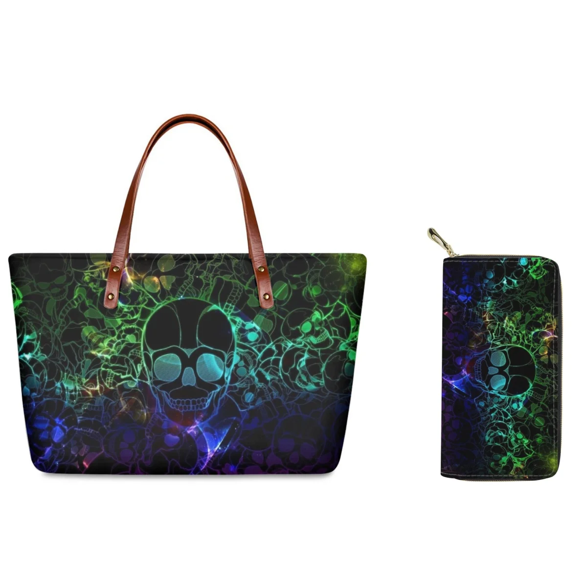 Forudesigns Ipl Teschi Totes Borse Borse Combinazione Misterioso Teschio Borse Femminile Popolare Borsa Portafoglio Donna Shopping
