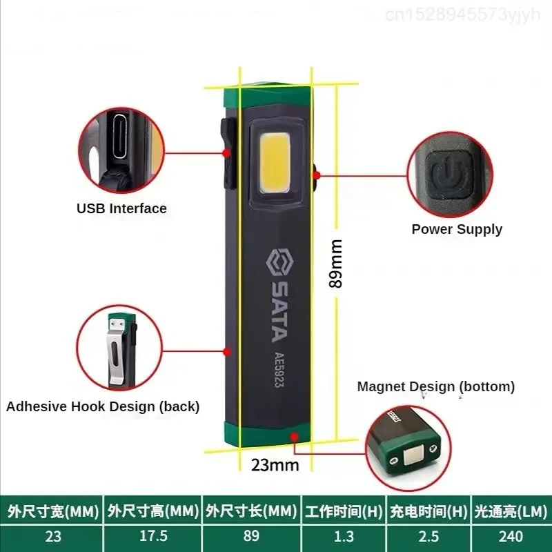 Xiaomi SATA Strong Magnetic Mini Work Lamp Auto Repair LED Lamp Charging Strong Light Flashlight Tools Magnet Lights