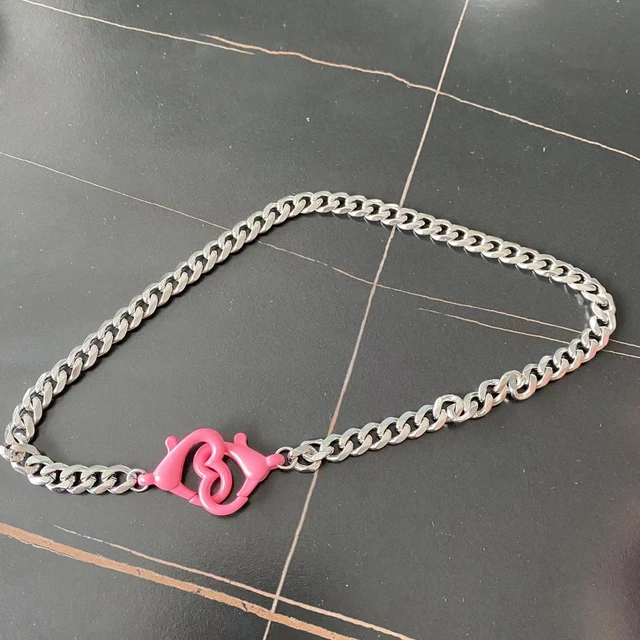 Y2K Accessories Aesthetic Necklace Pink Rhinestone Heart Collares  Subculture Cute Jewelry For Girl Kawaii Gift Party Wedding - AliExpress