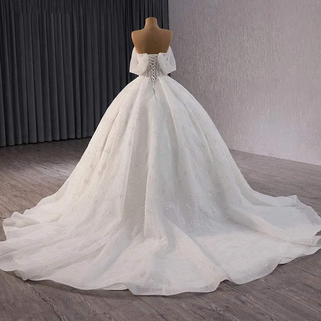 Princess Elegant Wedding Dresses For Woman Applique Short Sleeve Boat Neck Backless 2024 Bride Gowns vestidos de novia 241052 2