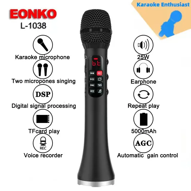 Eonko-Bluetoothマイク,L-1038,25W,Tf,レコーダー,電話用,バッテリー 