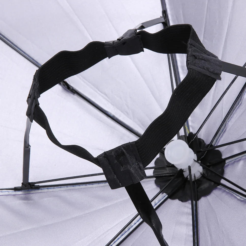Head Umbrella Hat with Elastic Band Anti-Rain Headwear Brolly Cap Waterproof Sunscreen Hat Umbrella Universal for Camping Hiking