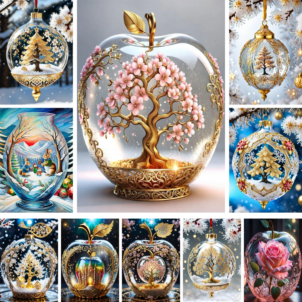 Meian Weihnachts baum in Glas Kreuz stich komplette Kit Stickerei Handwerk Handarbeit Set Handarbeit Malerei Verkauf gezählt – Detail 10