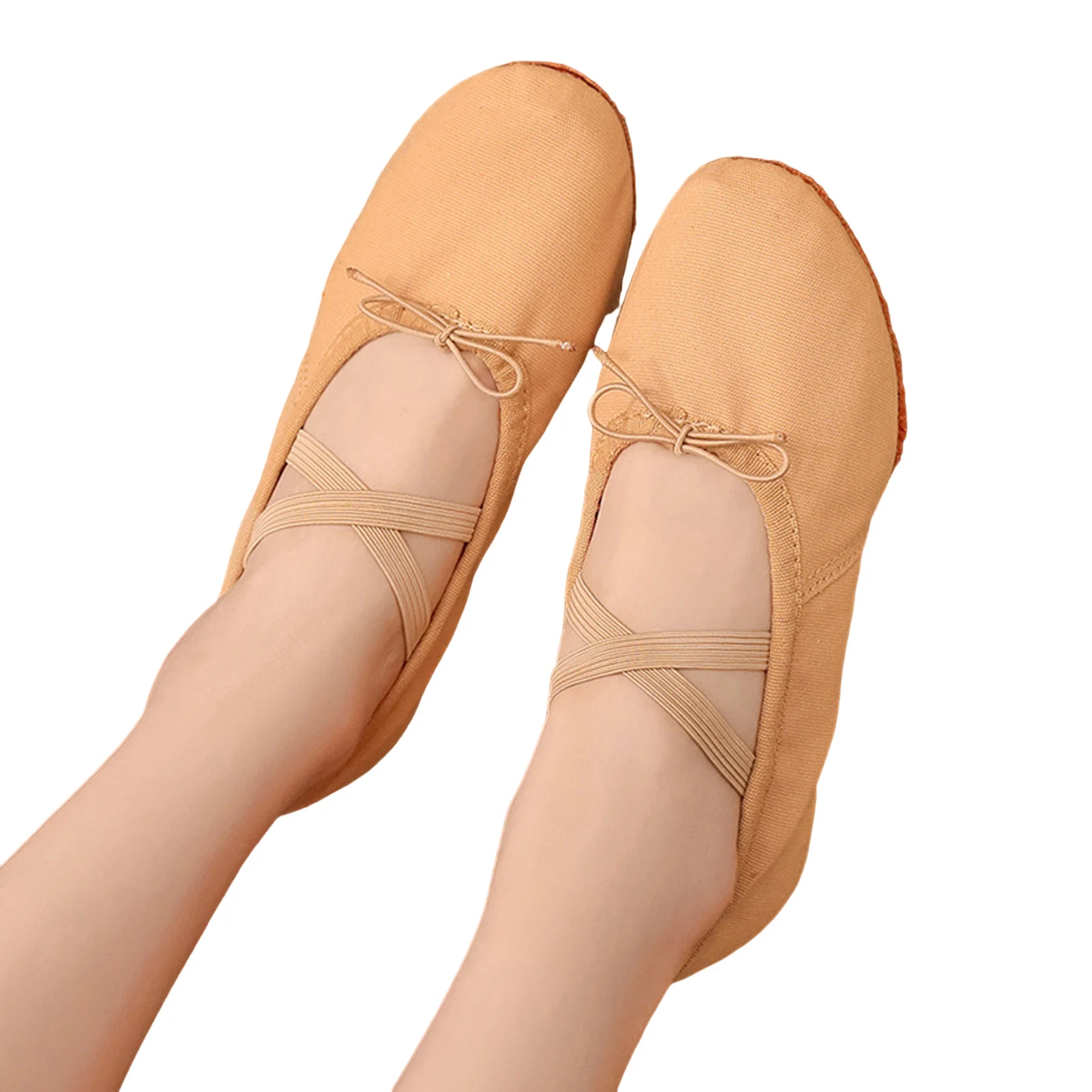 

Adult Canvas Ballet Shoes with Low Chunky Heel Ballet Slipper Soft Dance Shoes for Lyrical Modern Jazz Dance