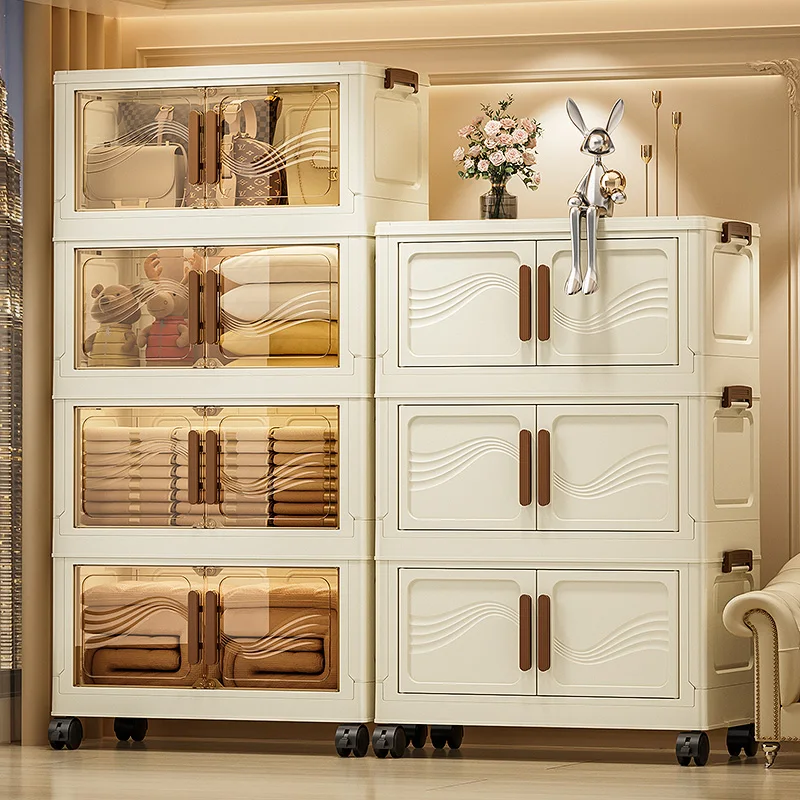 Foldable Storage Box with Clear Door - Spacious, Durable, and Easy-to-Assemble - Ideal for Organizing Clothes, Books, Toys, and 1