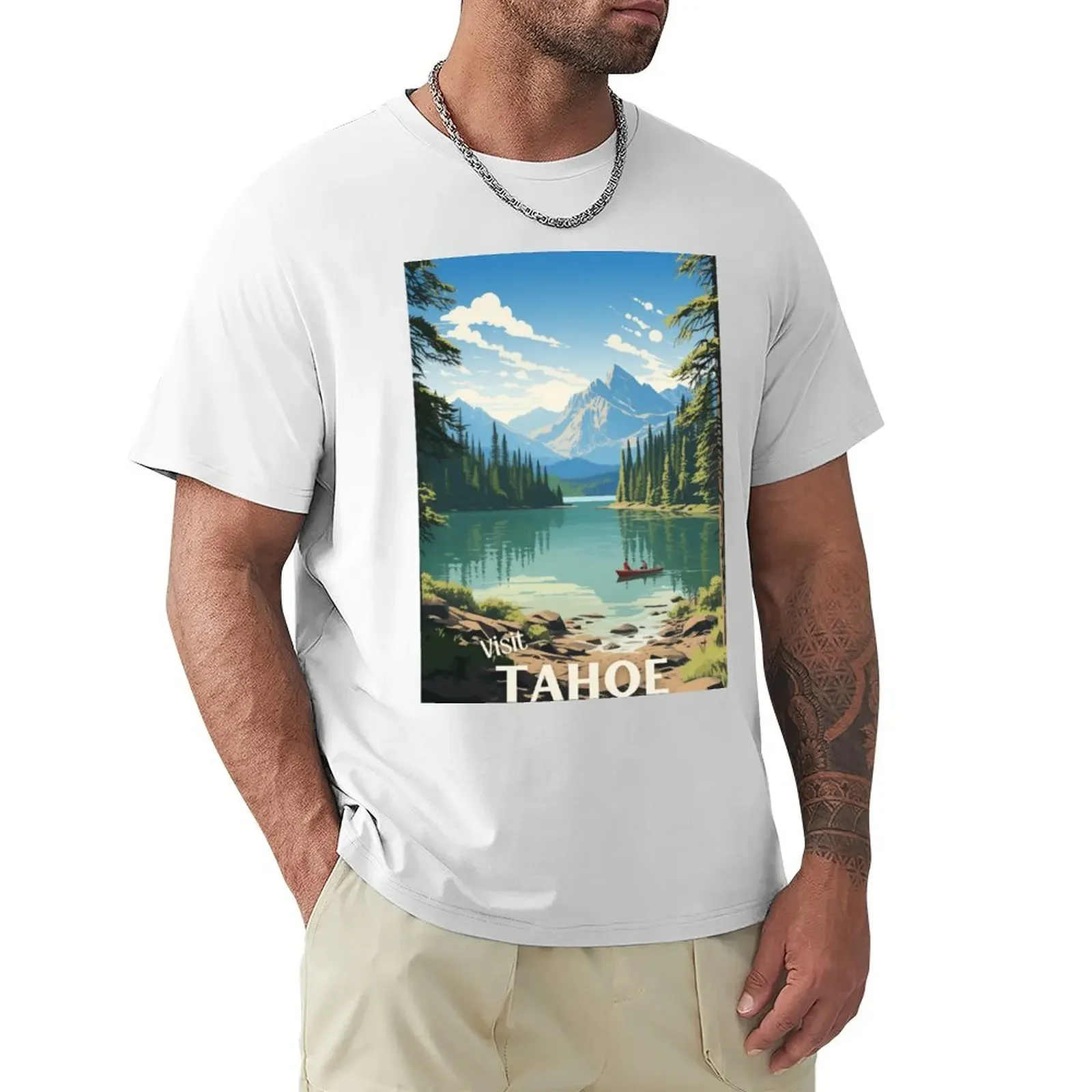 

Lake Tahoe Travel Poster T-shirt customs sports fans shirts graphic tees oversized t shirts for men
