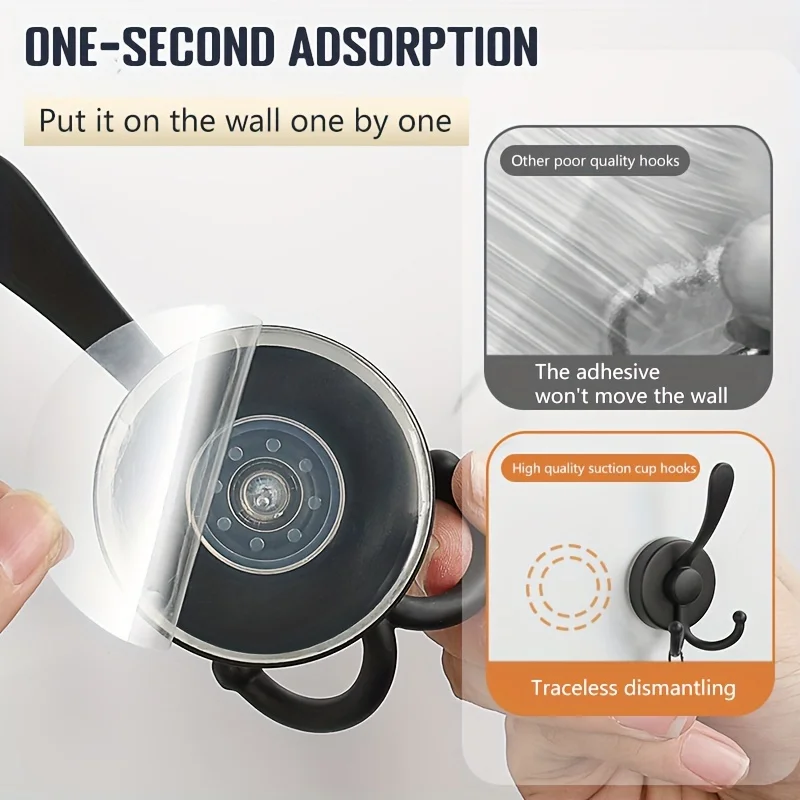 Stainless Steel Suction Cup Hooks 3 Claws Hooks Reusable Punch-free Strong Vacuum Rack Glass Door Mirror Tile Suction Cup Hooks 2