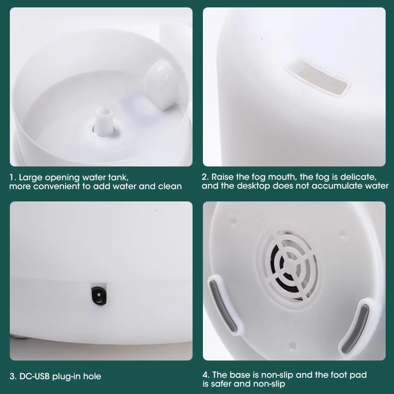 White 500ML Air Humidifier Colorful Night Light 6H Timing Essential Oil Aroma Diffuser USB Humidifier