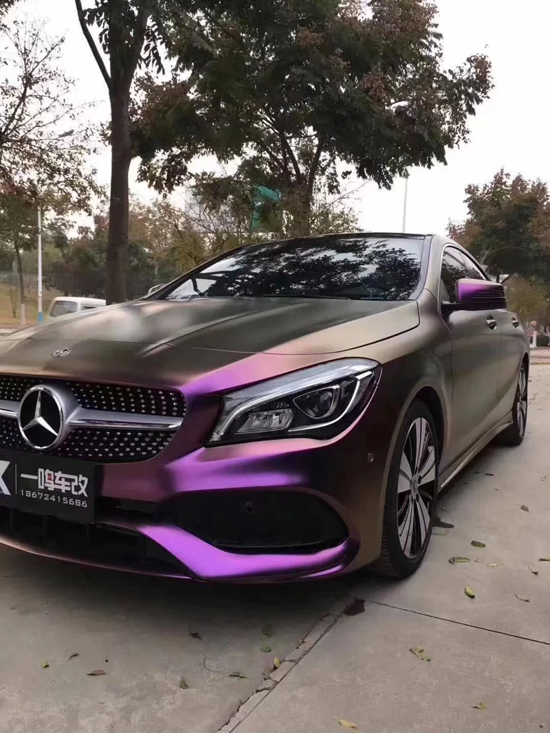 

Матовая металлическая виниловая пленка-хамелеон, листы фиолетового и бронзового цветов, рулон с безвоздушными пузырьками, самодельный клей