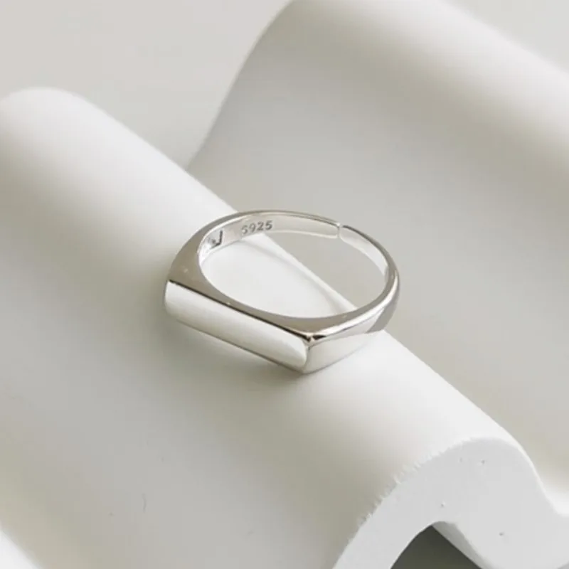 Korean Simple Geometric Rectangle Handmade Ring for Women Creative Individuality Flat Rings Jewelry Gifts Wholesale