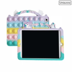 Children's Cartoon Unicorn Silicone Tablet Case with Stand for Mini 6 7 (8.3 inch) (01 Handle Unicorn)