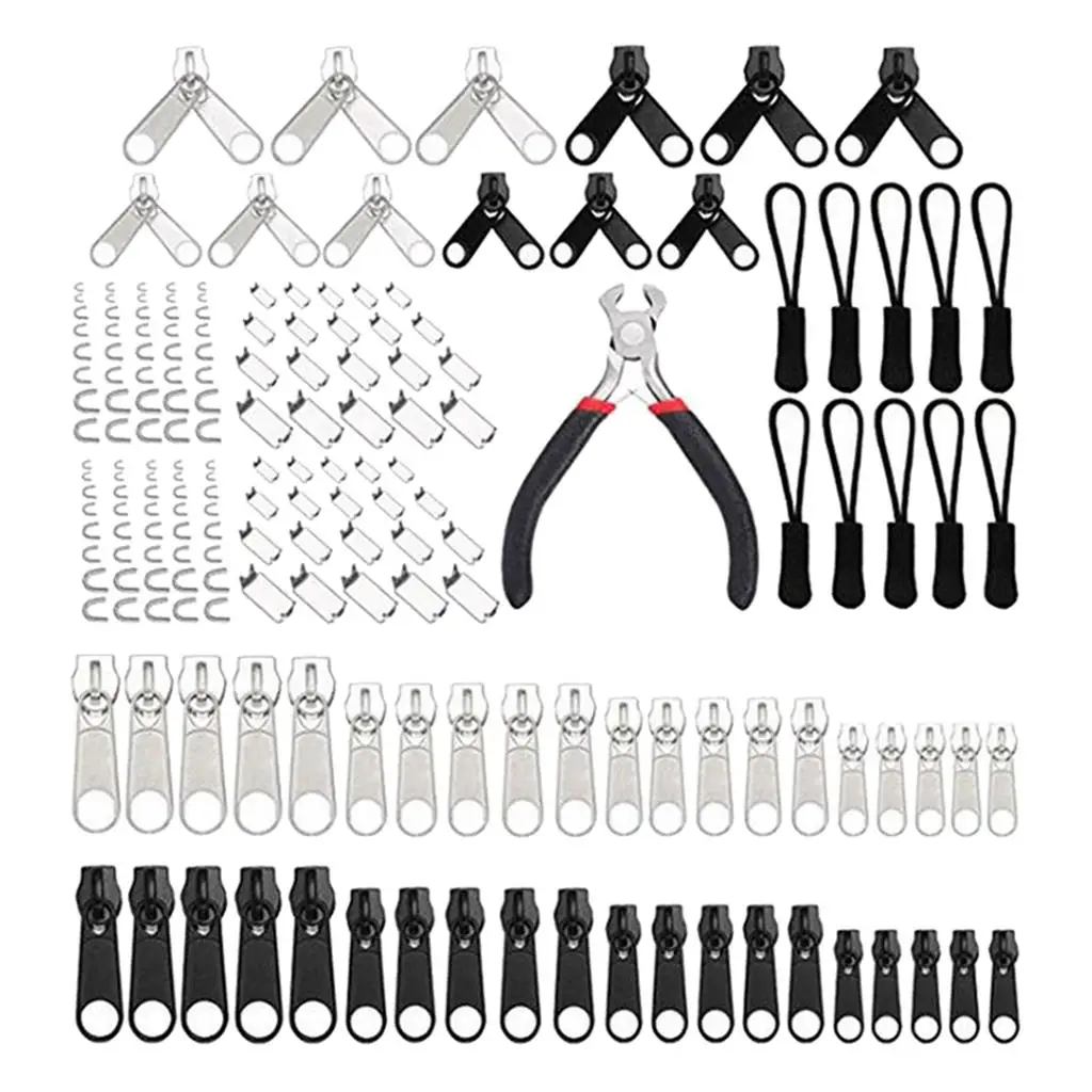 183Pcs Replacement Zipper Repair Fixer Metal Head Install