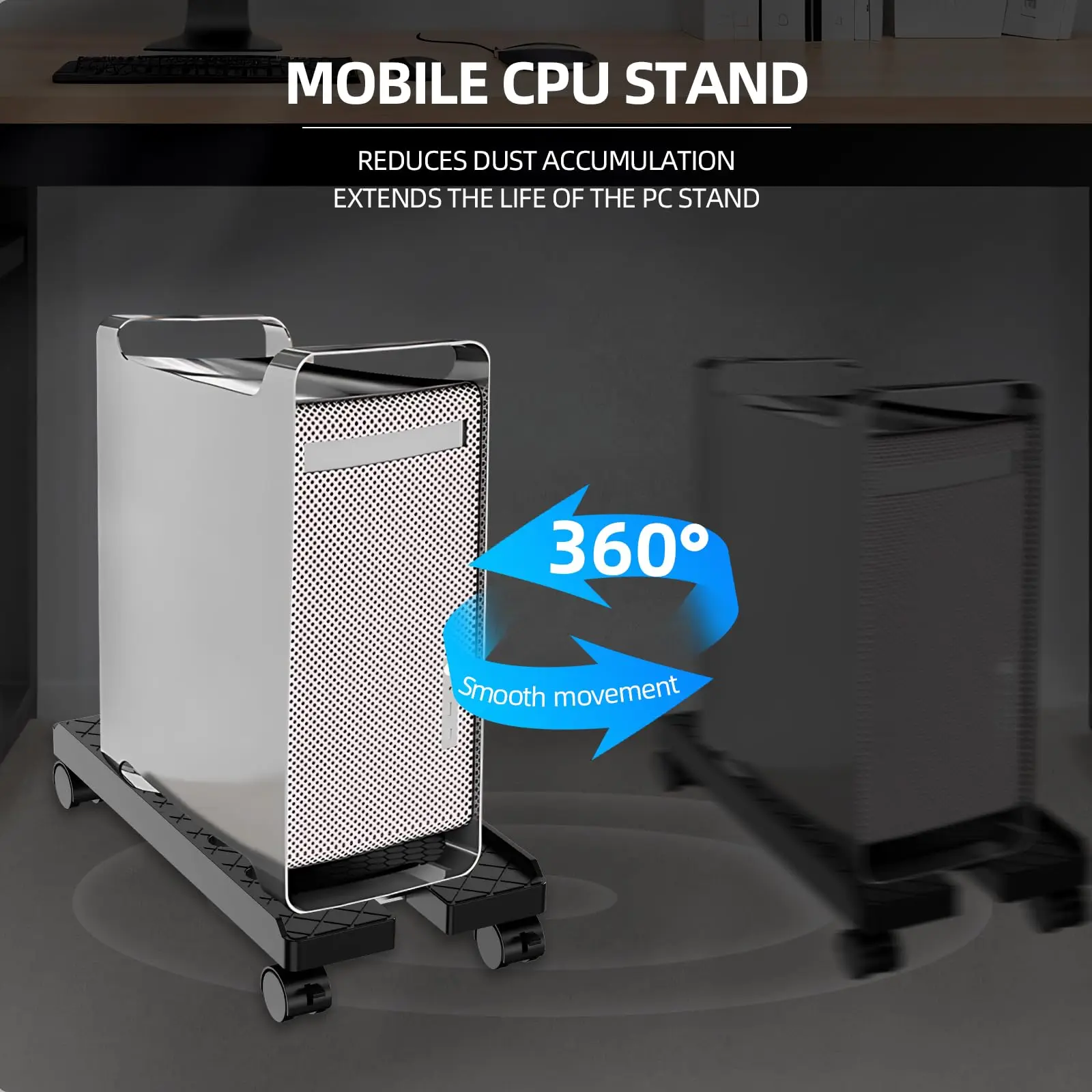 Adjustable Computer Tower Stand Fits PC Mobile CPU Stand Ventilated PC Tower Under Desk CPU Holder Desk Accessories