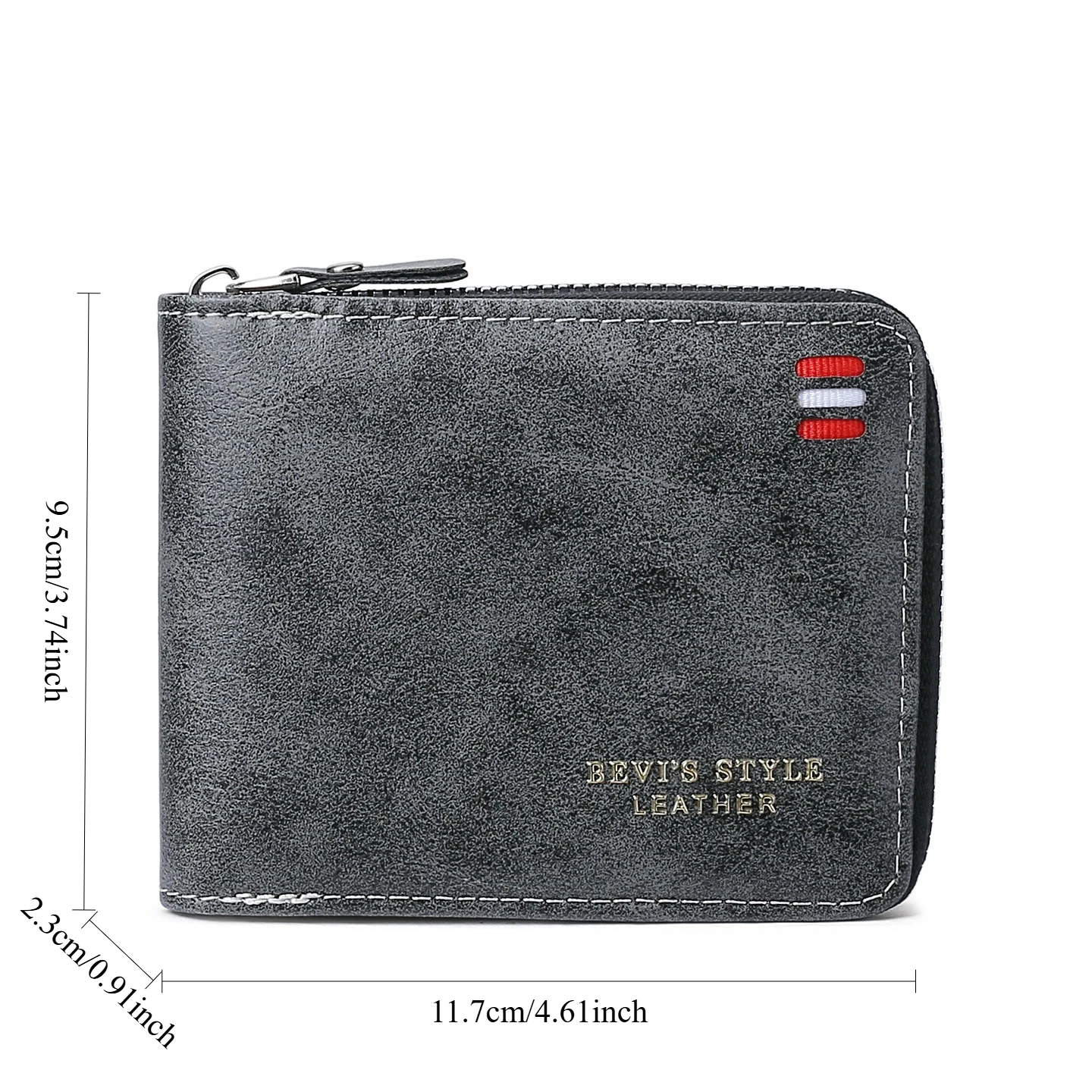 Men's Vintage Trifold Wallet with Zipper Coin Pocket and Casual Buckle