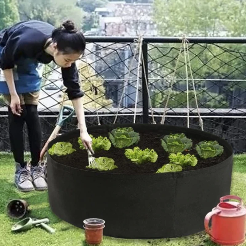 1Pcs Fabric Raised Garden Bed Square Garden Flower Grow Bag Vegetable Planting Bag Planter Pot With Handles For Plants Flower