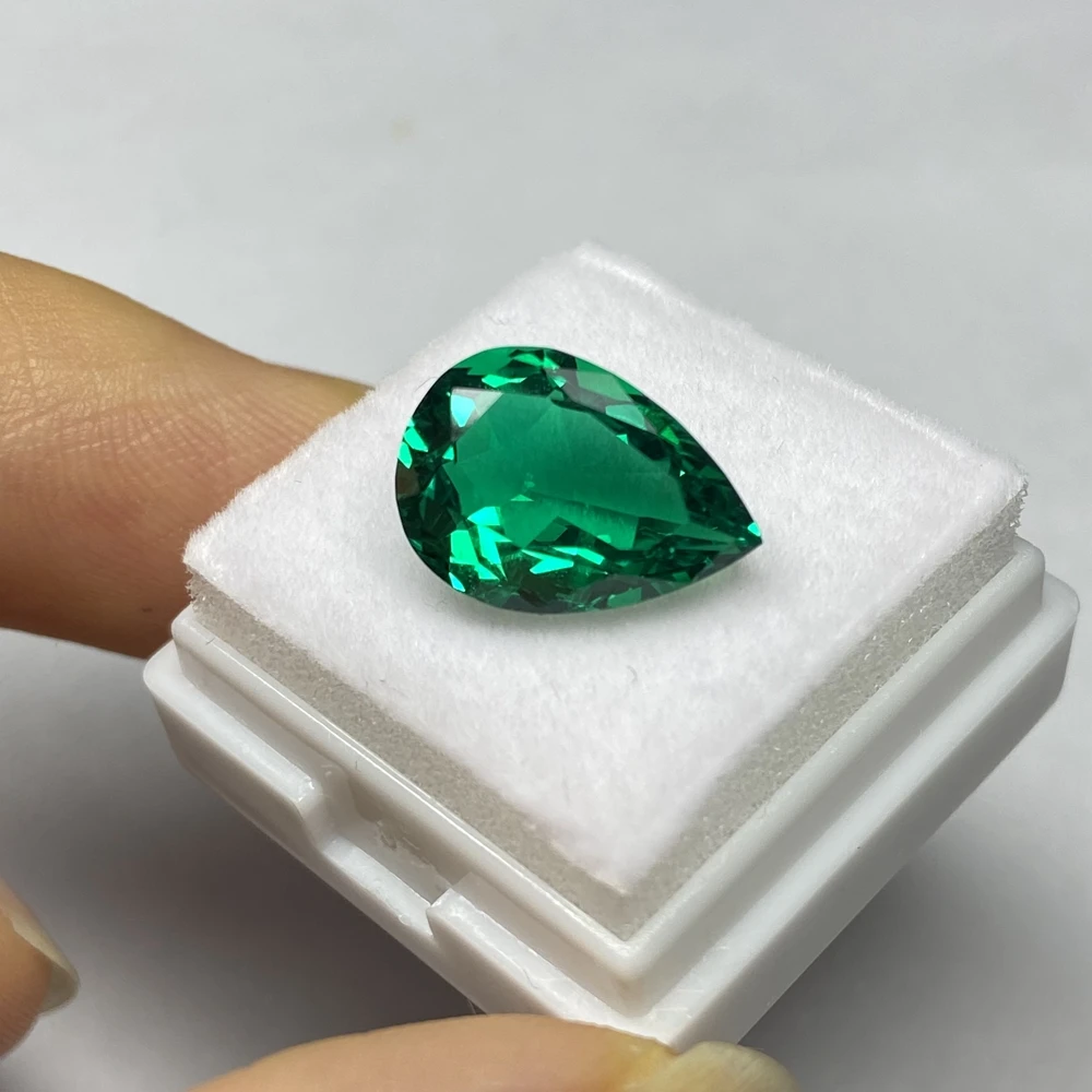 6x8mm-10x14mm Lab Grown Green Pear Emerald Hydrothermal Colombia Inclusion Gemstone for Jewel Making GRA Certificate