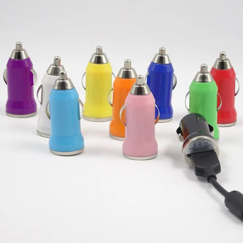 

100pcs Universal Bullet Mini Colorful Car Charger USB Adapter for iPhone Xiaomi Samsung Tablet Mobile Smart Phone Chargers