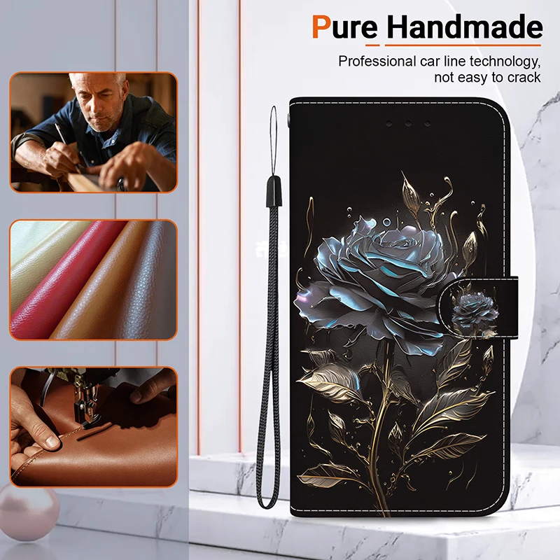 Stand Flip Painted Pattern Wallet Case
