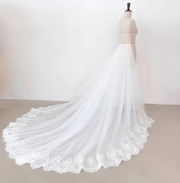 Petticoat Skirt,Petticoat Underskirt,Wedding Underskirt,Wedding Petticoat,Tulle Tutu Skirt,Real Image White Detachable Tulle Skirt,Long Train Ivory Lace Appliques Bridal Accessories,Removable Wedding Skirt Made