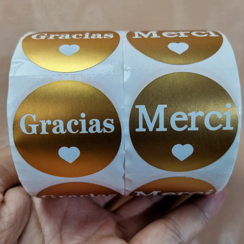 

1.5 inch Gold Thank You Stickers gracias stickers spanish Handmade Package Envelope Seal Label Scrapbooking Stationery Sticker
