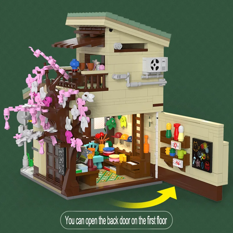 Cada LED City Japanese Style Grocery Store House Building Blocks Double Decker Duplex Architecture Bricks Toys for Kid Gifts 4