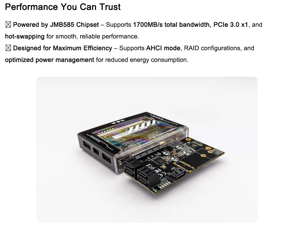 PCIe to 5 Port SATA III Adapter JMB585 Chipset ZimaBoard Private Cloud Expansion