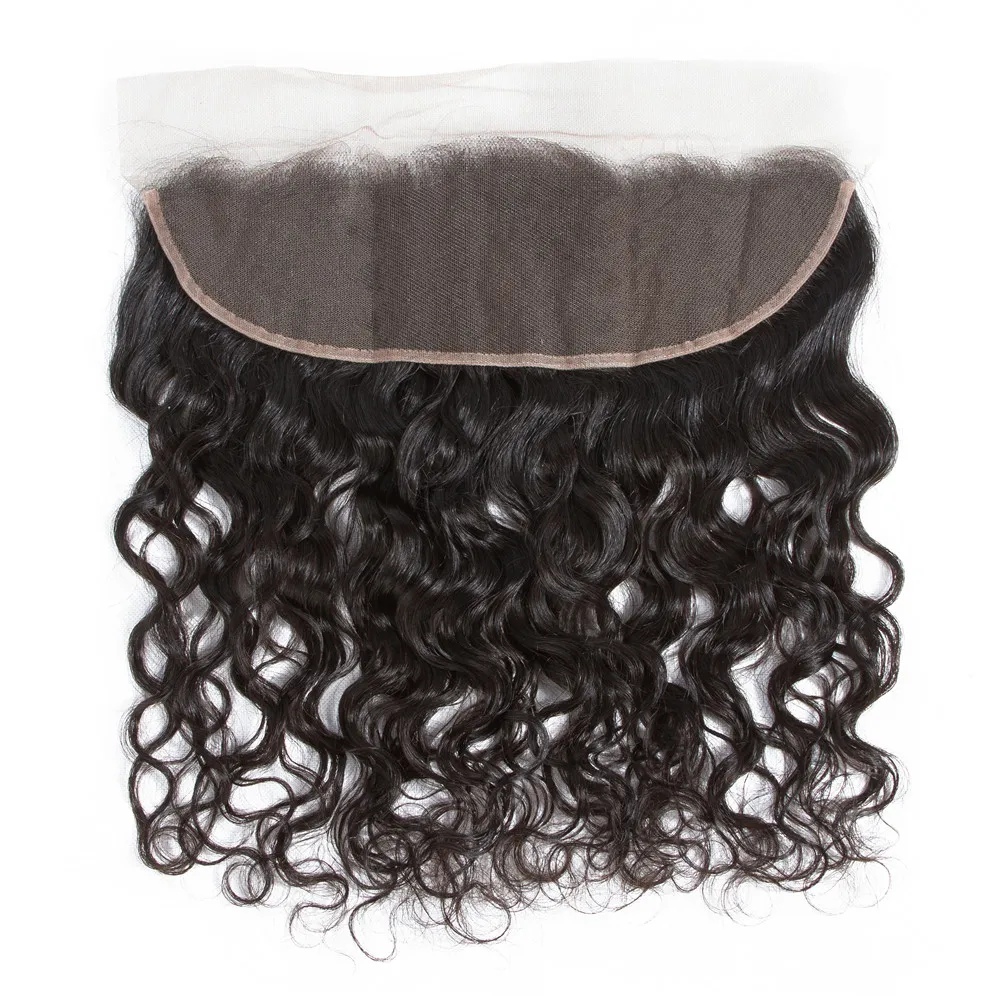 Water Wave Lace Frontal Human Hair 13x4 Lace Frontal Only 10"-22" Middle/Free/Three Part Human Hair With Natural Hairline