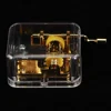 Hand Operated Music Box Acrylic Creative Crafts Ornaments Hand Movement Birthday Gifts Women Boyfriend Music Home Decor Golden 3