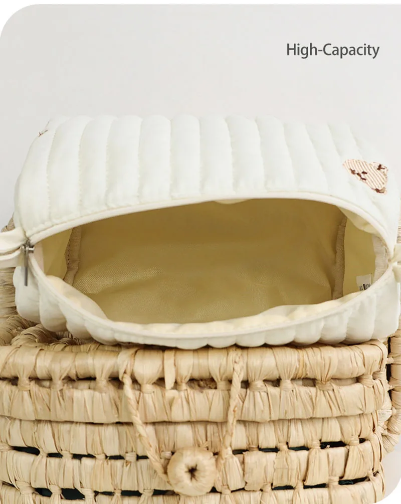 Cute Embroidered Bear Diaper Bag Multi Functional Storage