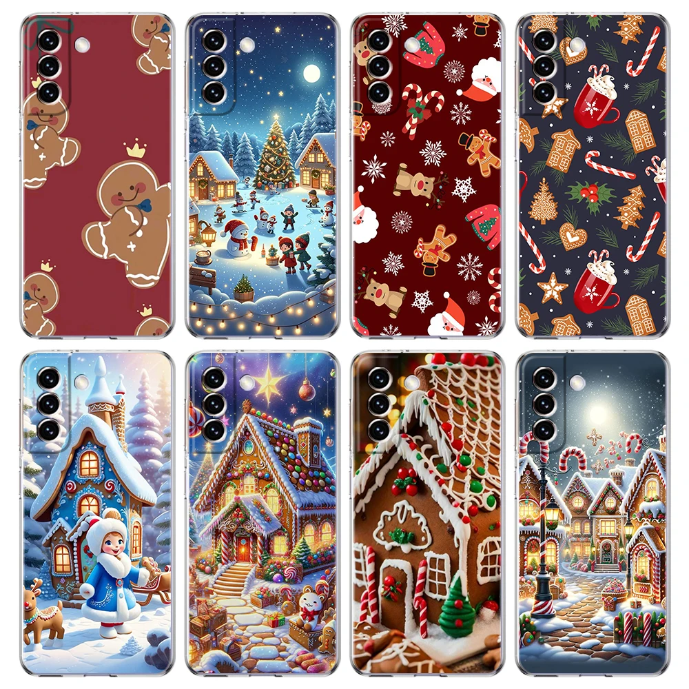 Neujahr Weihnachten Transparente Abdeckung für Samsung Galaxy S24 S23 S22 S20 S21 FE Ultra S24 S23 S10 S10E S9 Plus 5G Handyhülle Capa