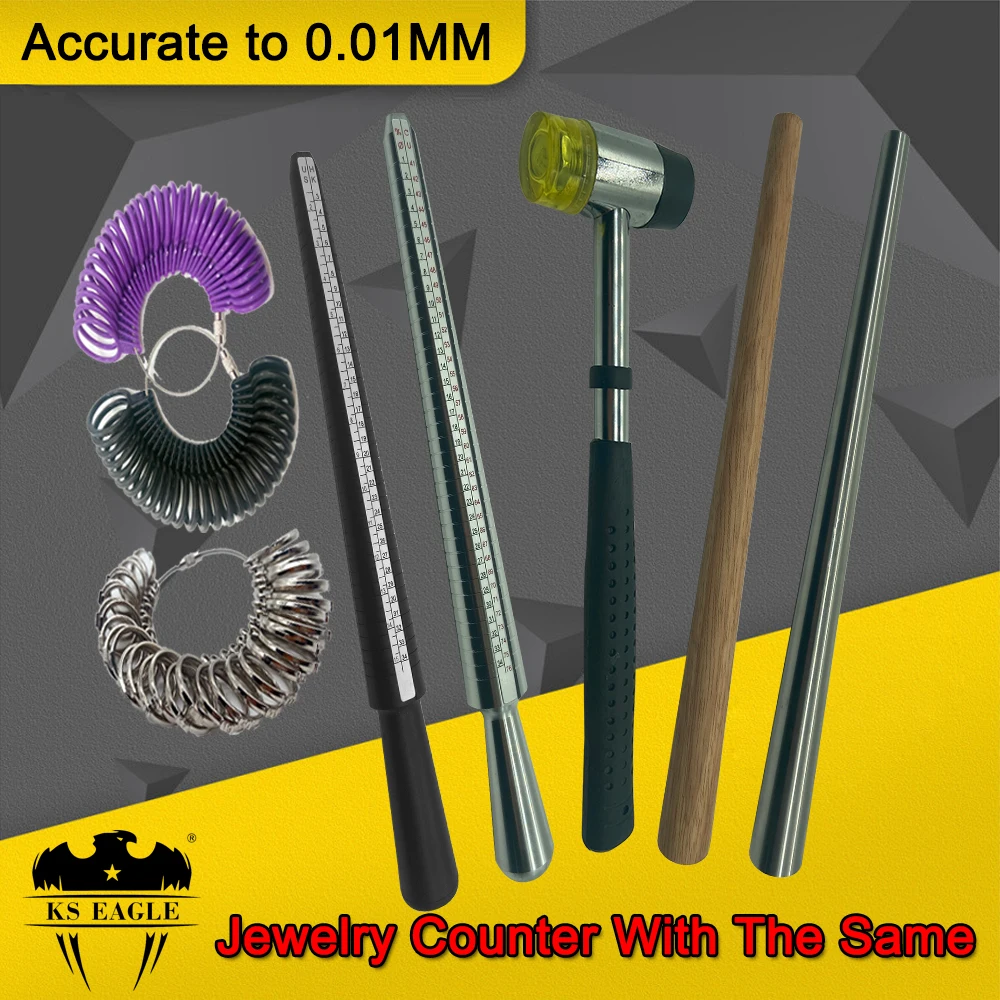 Jewelry Measuring Tool Ring Sizer Mandrel Sticker Finger Gauge Ring Measuring Rubber Hammers Ring Sizer HK/US/EU/JP Size Tools