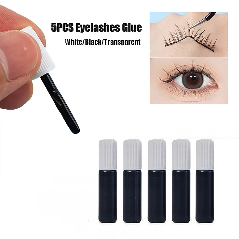 

5PCS Black White Professional Eyelashes Glue Non-Irritant Waterproof Eye Lash Glue for False Lashes Extension Glue Makeup Tool