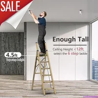 6 Step Ladder for 12 Feet High Ceiling, Lightweight Aluminum Folding Step Stool with Convenient Handgrip, Stepladde 2