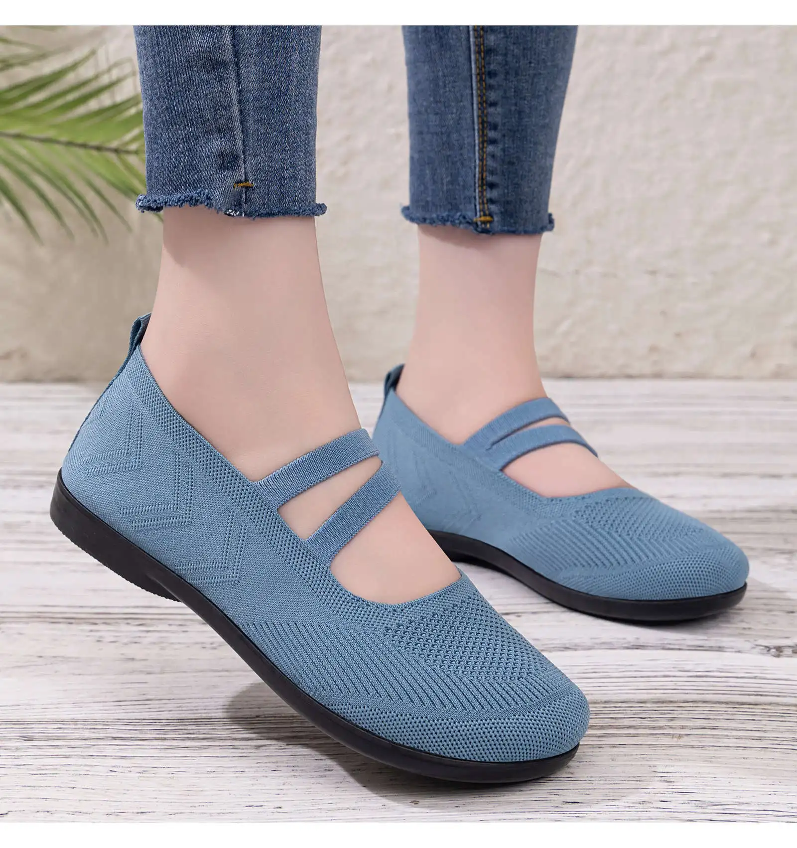 أحذية نسائية خفيفة الوزن من النسيج الشبكي، أحذية باليه كاجوال، أحذية ماري جين، أحذية مسطحة للسيدات، أحذية صيفية