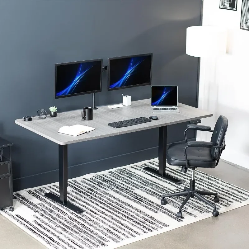 VIVO Electric 71 x 36 inch Sit Stand Desk, Dual Motor Memory Controller Height Adjustment, 2B Series, Dark Gray Top Black Frame 2