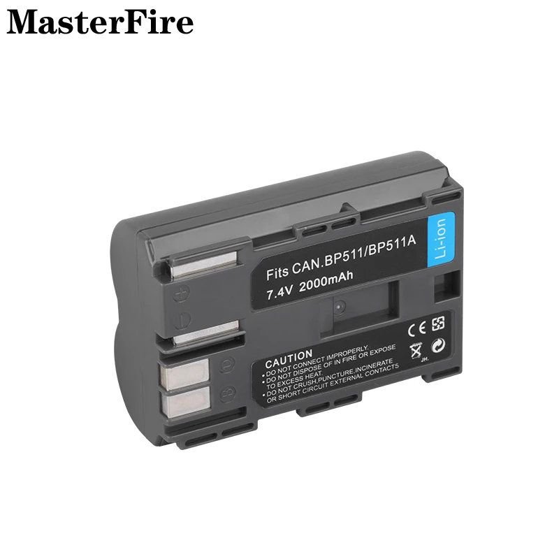 Batteria Ricaricabile Agli Ioni Di Litio 7.4V 2000Mah Bp-511 Bp511 Bp-511A Bp-512 Per Batterie Canon Eos 10D, 20D, 30D, 40D, 50D, 300D
