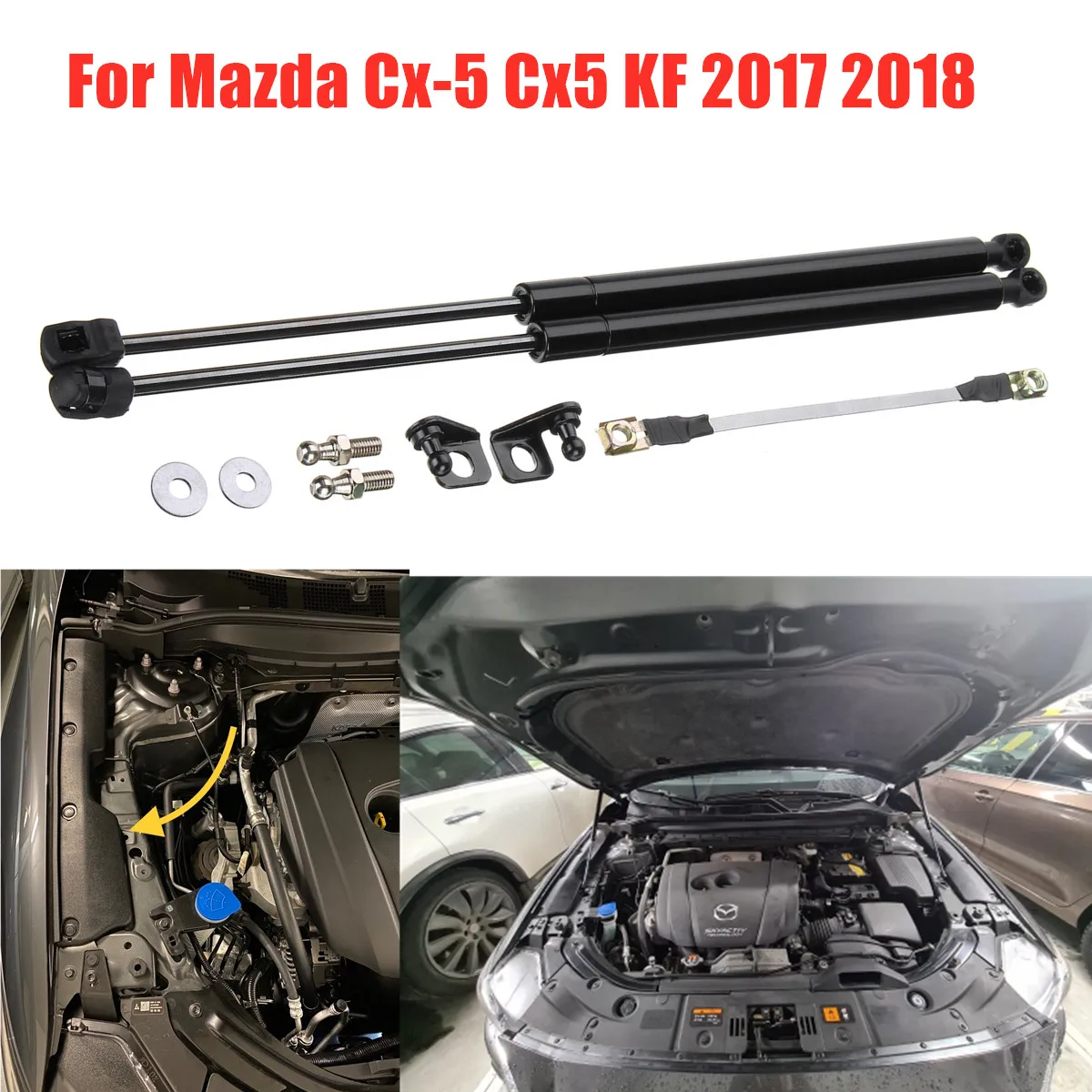 

Car Engine Cover Supports Struts Rod Front Bonnet Hood Lift Hydraulic Rod Strut Spring Shock Bar for Mazda CX5 CX-5 2017-2021