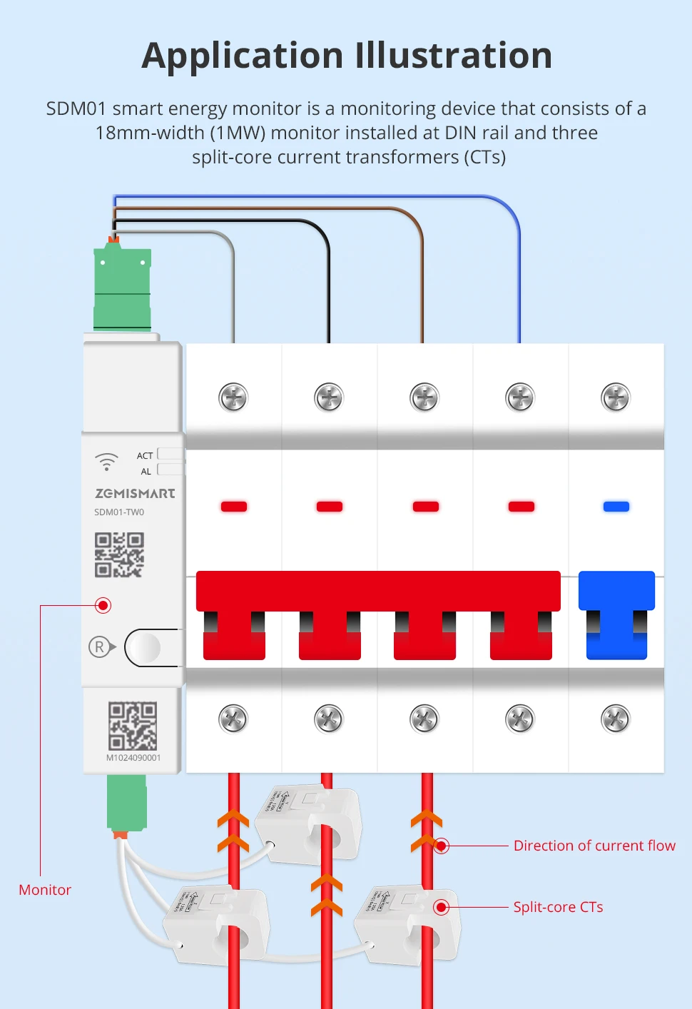 120A WiFi Smart Din-rail Energy Meter 3 Phase Power Monitor Withdrawable Connect