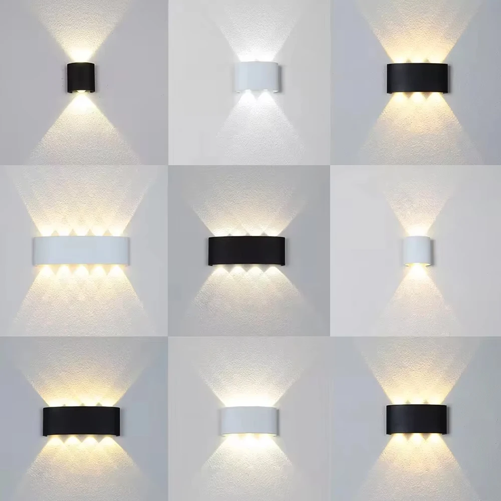 Led 벽 램프 야외 방수 위아래로 빛나는 조명 정원 장식 AC85-265V 벽 조..