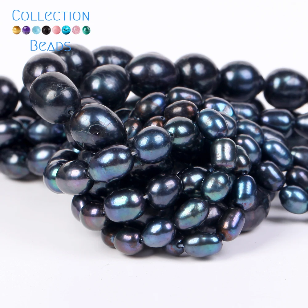 Natural Black Freshwater Pearl Beads High Quality Rice Shape Punch Loose for Jewelry Making DIY Necklace Bracelet 4-5/7-8/9-10mm images - 6