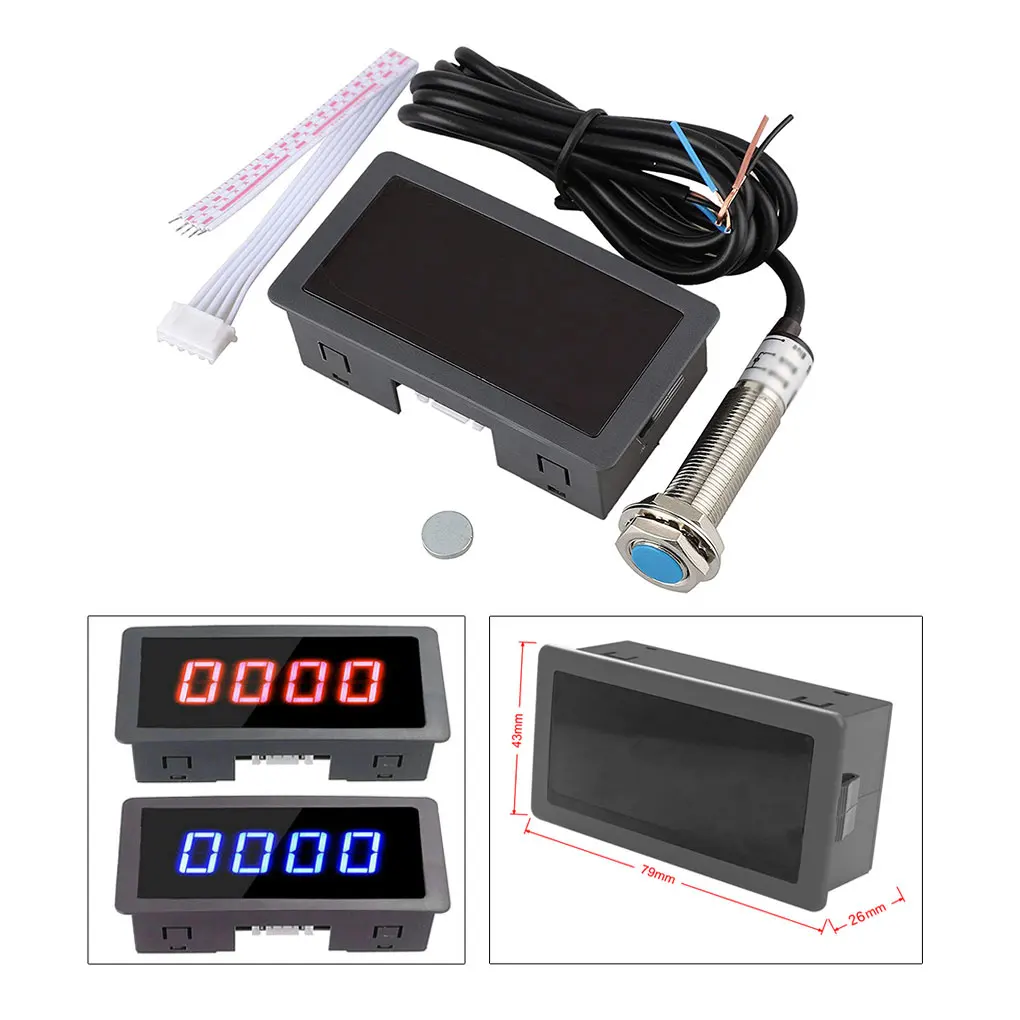 Auto Digital Tachometer Professional Four Digit 30mA Electric Machine Voltage Speed Meter Measuring Device Red LED