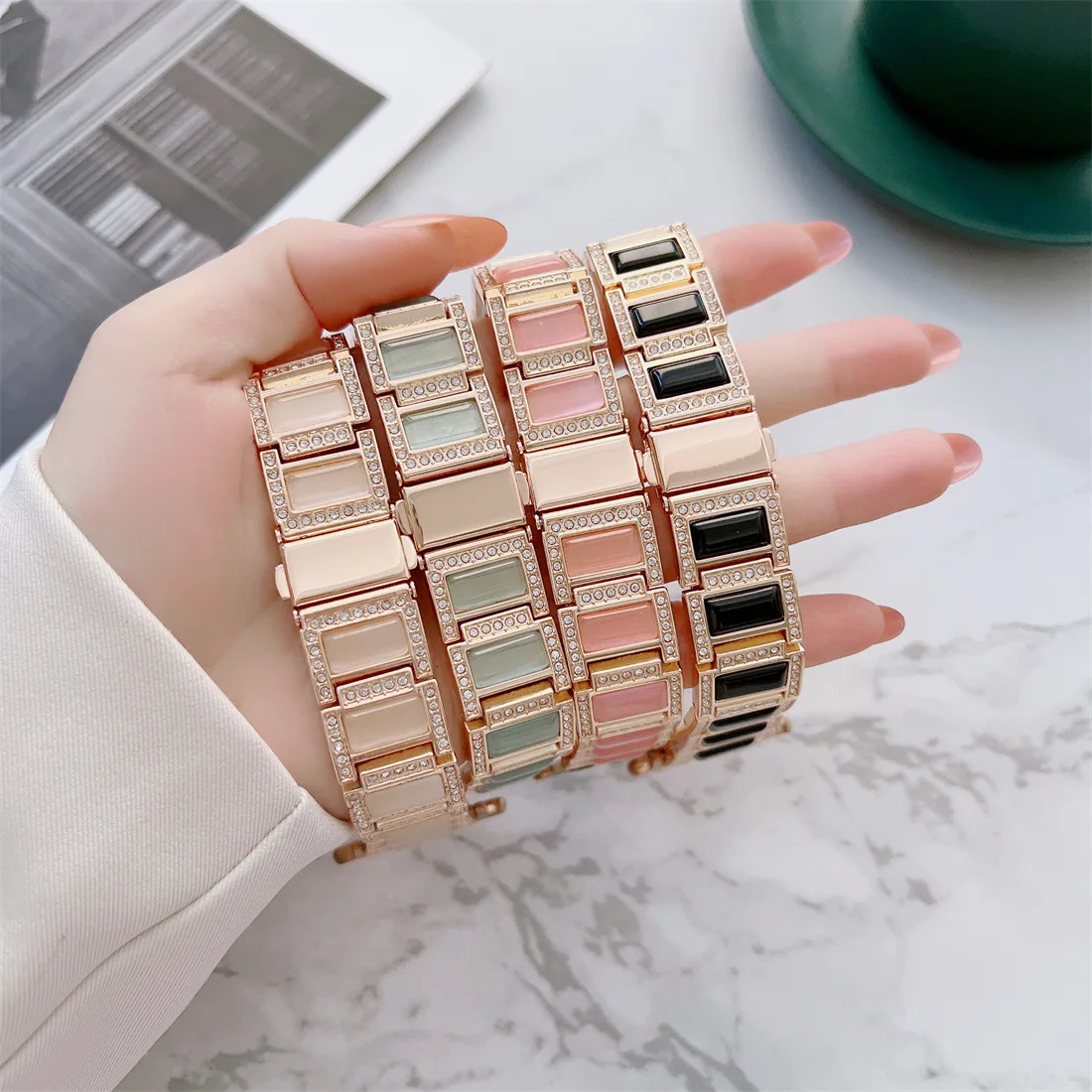 2025 hochwertiges, luxuriöses, mit Diamanten besetztes Edelsteinarmband für Apple Watch Ultra1/2 49 mm S10/S9/S8/S7-S3 für iwatch Serie 46/45/44/42 – Detail 2